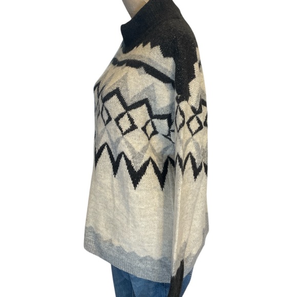 Maurices Gray Fair Isle Mock Neck Sweater Women’s Size Large - Picture 5 of 8